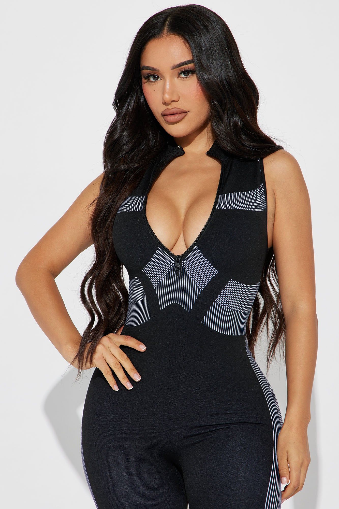 Trendy Feelings Active Jumpsuit - Black/White sold by Fashion Nova product image thumbnail 2