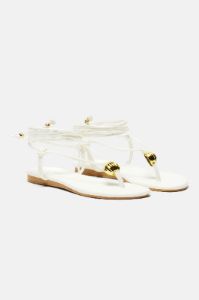 Kacie Flat Sandals - White sold by Fashion Nova