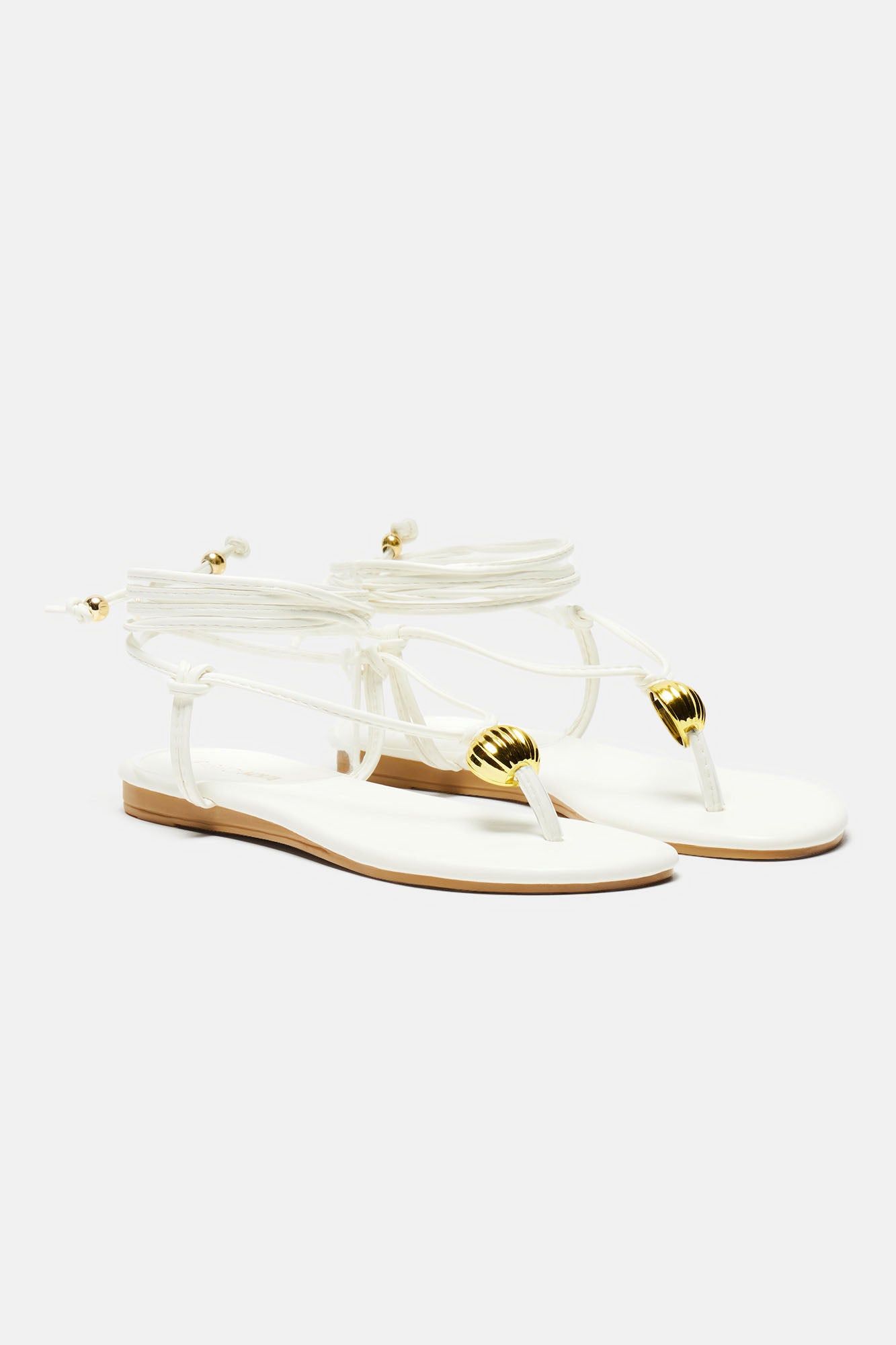 Kacie Flat Sandals - White sold by Fashion Nova product image thumbnail 2