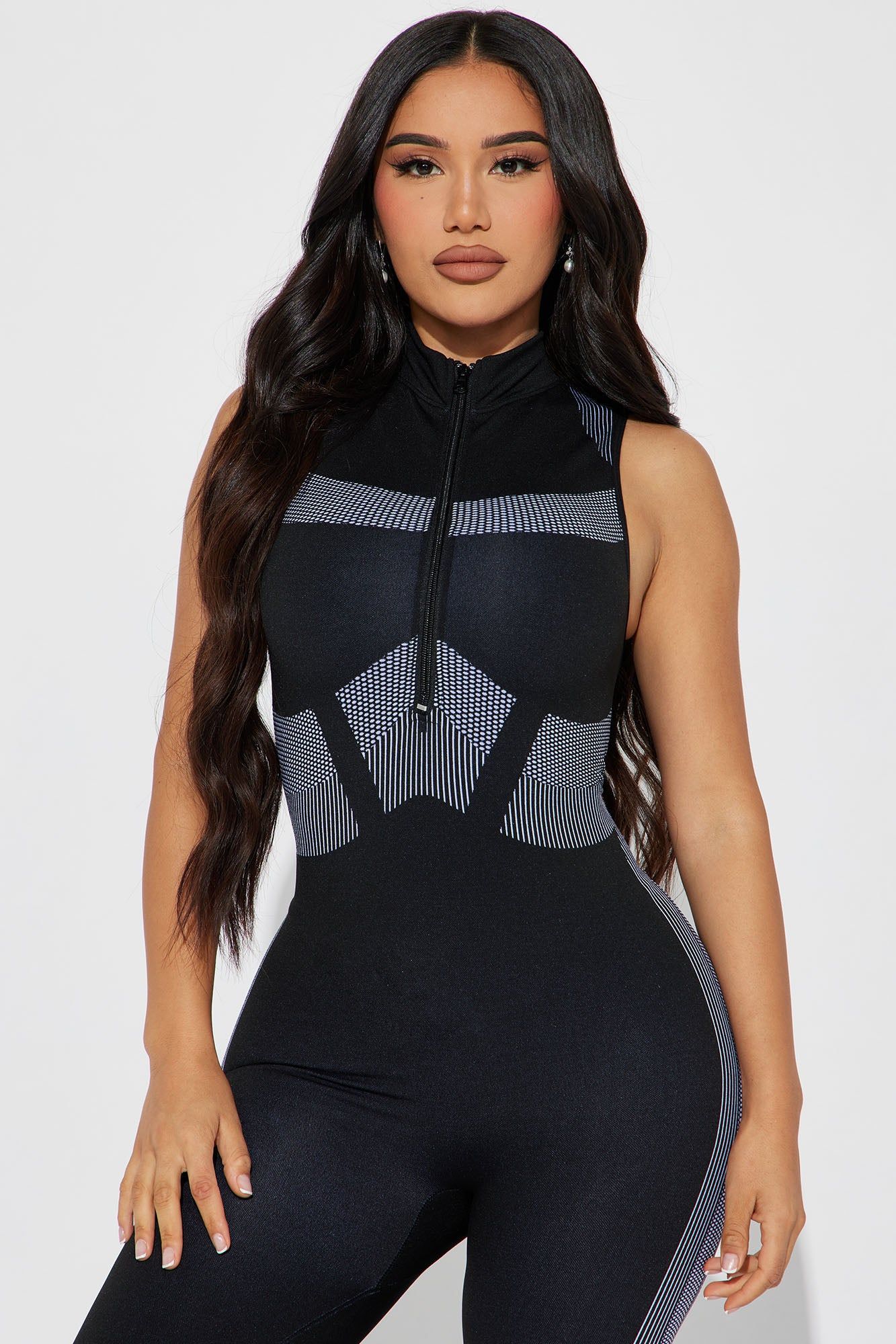 Trendy Feelings Active Jumpsuit - Black/White sold by Fashion Nova product image thumbnail 3