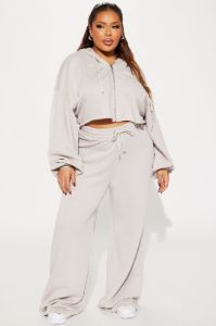 On The Go Fleece Pant Set - Taupe sold by Fashion Nova