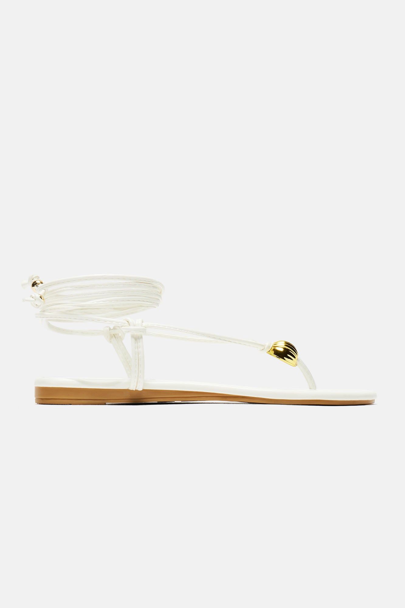 Kacie Flat Sandals - White sold by Fashion Nova product image thumbnail 4