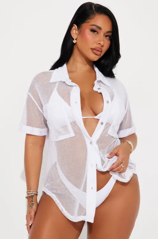 Summer Breeze Fishnet Cover Up Top - White sold by Fashion Nova