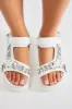 Camella Embellished Flat Sandals - White sold by Fashion Nova