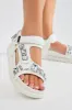 Camella Embellished Flat Sandals - White sold by Fashion Nova