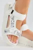 Camella Embellished Flat Sandals - White sold by Fashion Nova