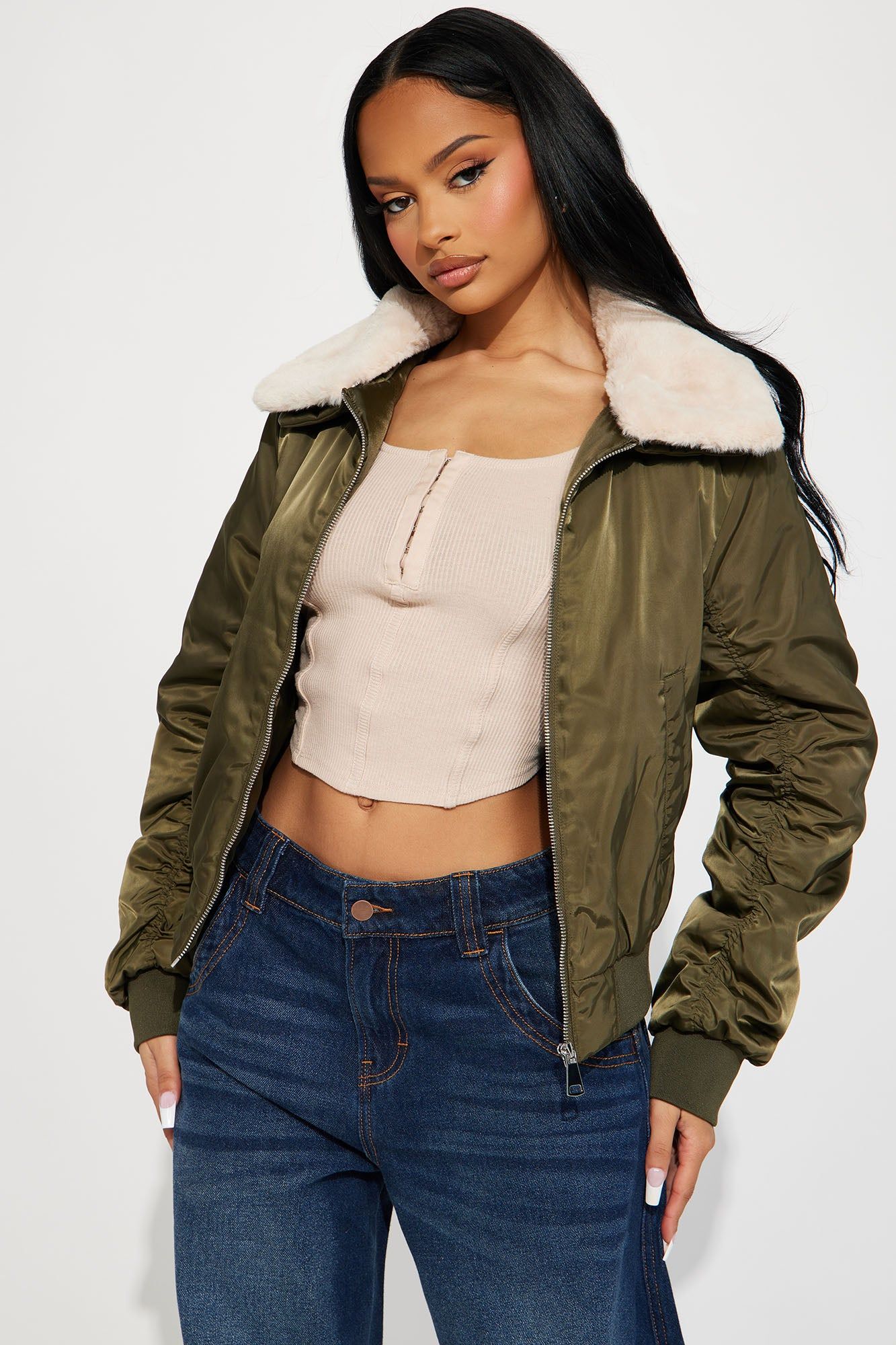 Let It Go Bomber Jacket - Olive sold by Fashion Nova product image thumbnail 2