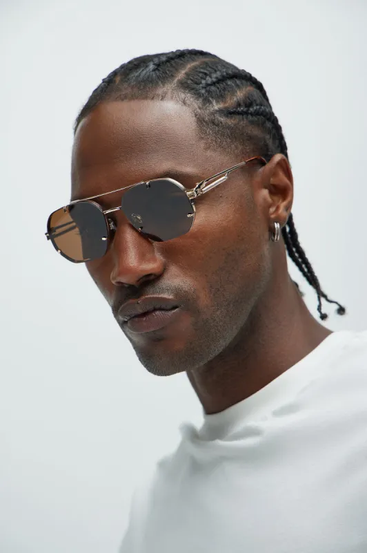 Carillo Sunglasses - Gold/Brown sold by Fashion Nova