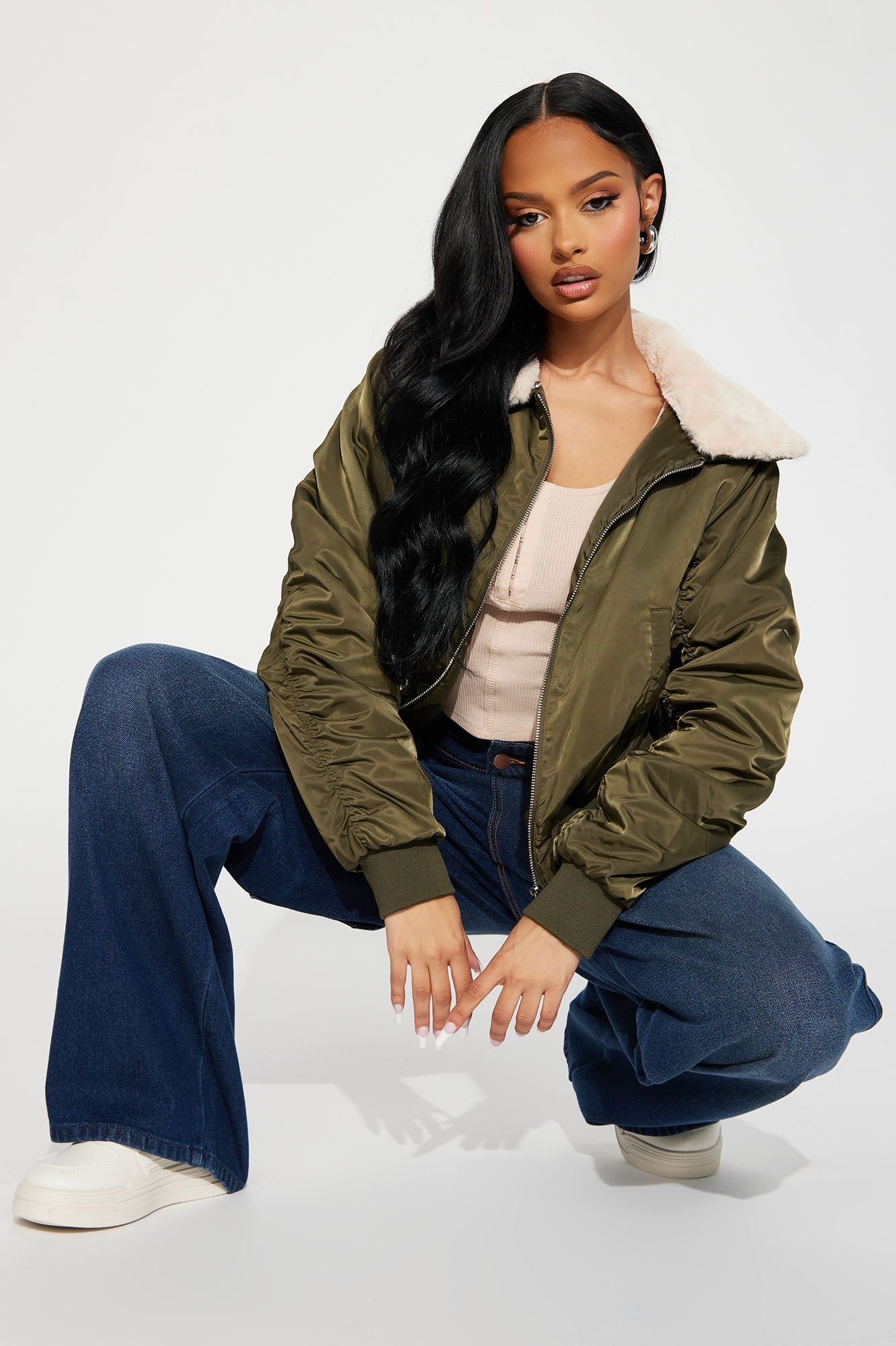 Let It Go Bomber Jacket - Olive sold by Fashion Nova