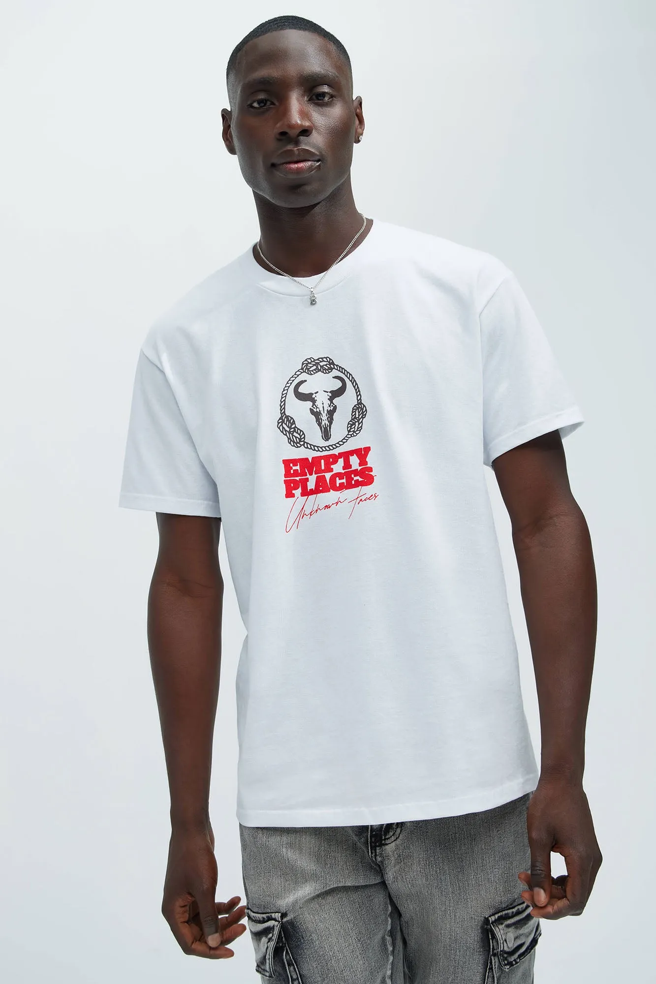 Empty Places Short Sleeve Tee - White sold by Fashion Nova