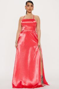 Fancy Taste Satin Maxi Dress - Coral sold by Fashion Nova