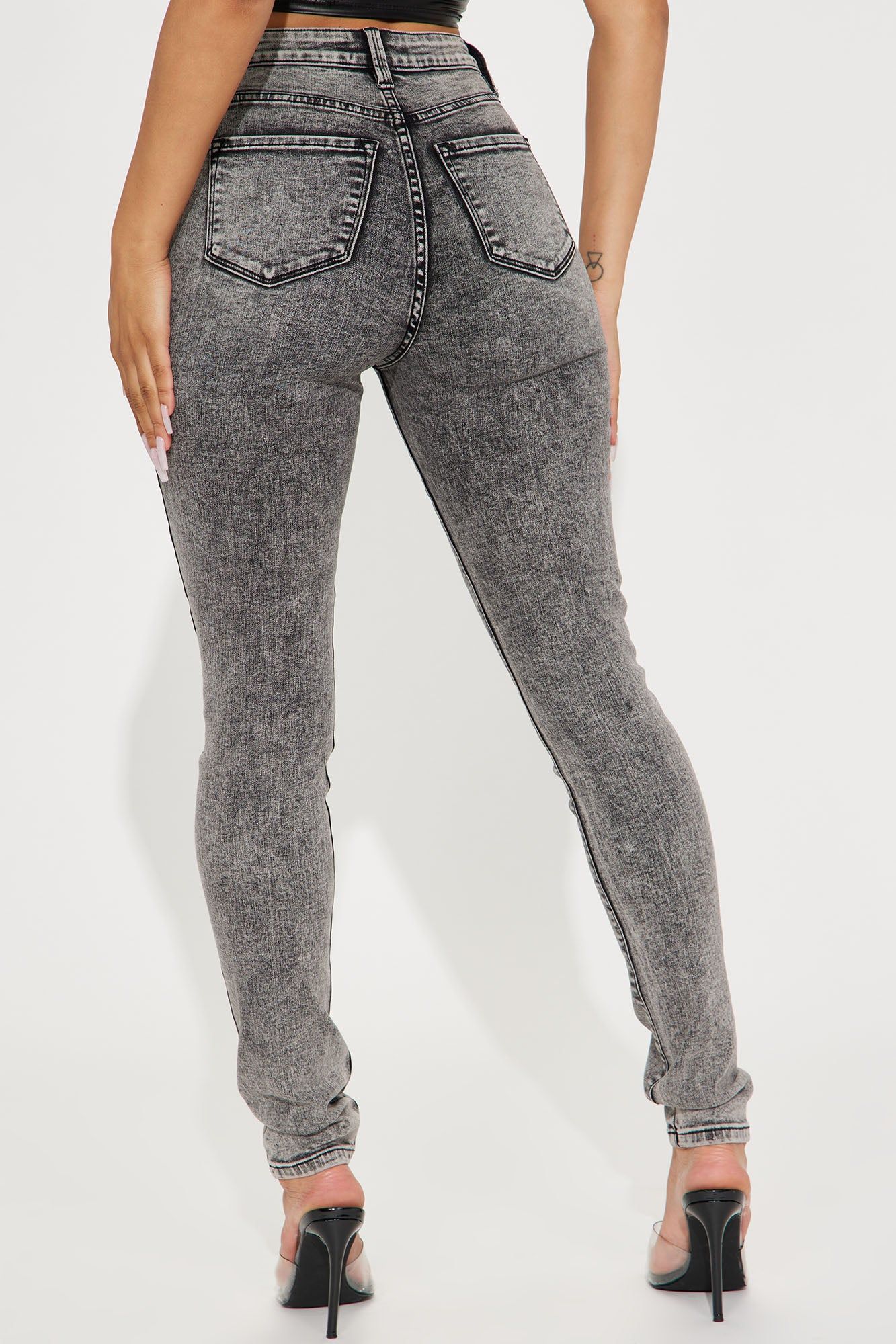 Tall It's Giving High Stretch Curvy Skinny Jeans - Acid Wash Grey sold by Fashion Nova product image thumbnail 3