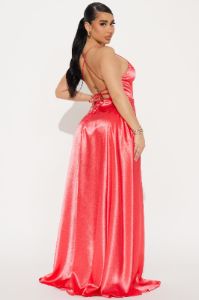 Fancy Taste Satin Maxi Dress - Coral sold by Fashion Nova