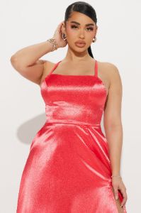 Fancy Taste Satin Maxi Dress - Coral sold by Fashion Nova