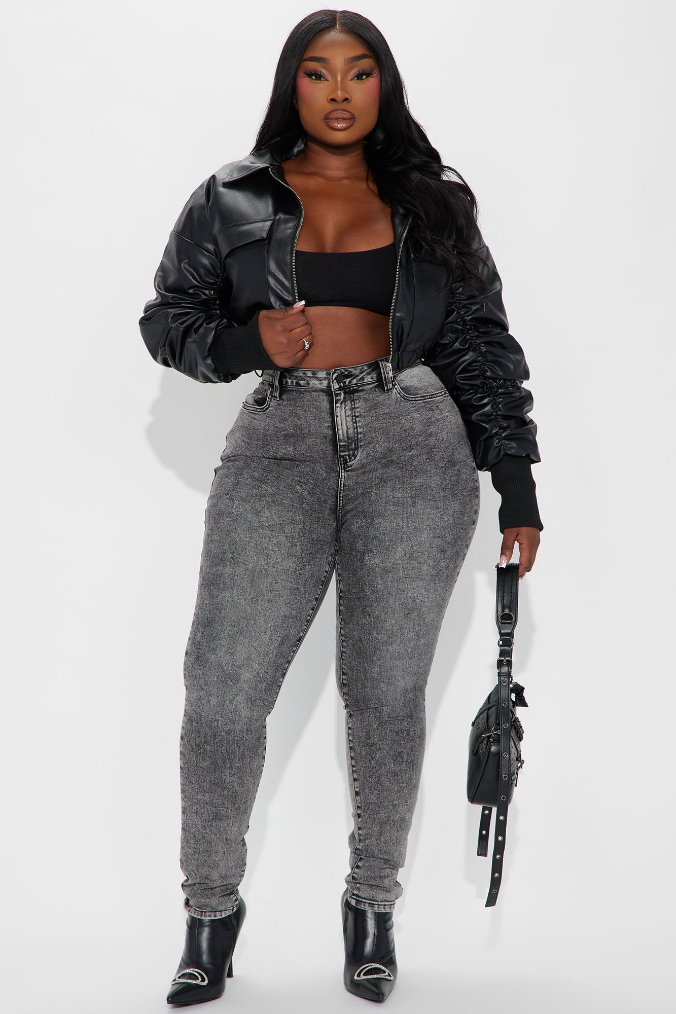 Tall It's Giving High Stretch Curvy Skinny Jeans - Acid Wash Grey sold by Fashion Nova product image thumbnail 4