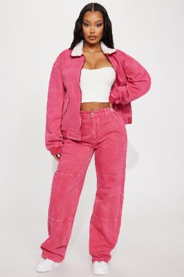 Cherry Bomb Straight Leg Utility Jeans - Pink sold by Fashion Nova