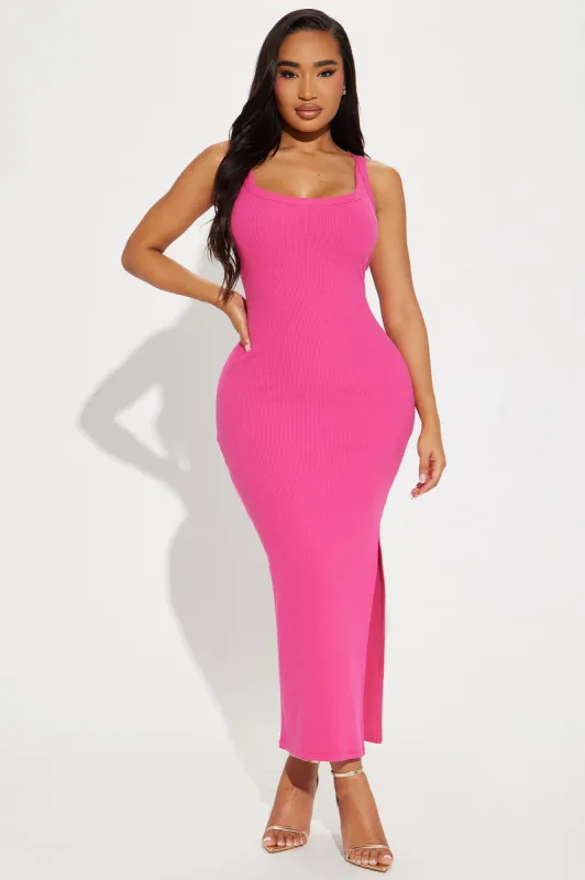 Meli Ribbed Maxi Dress - Fuchsia sold by Fashion Nova