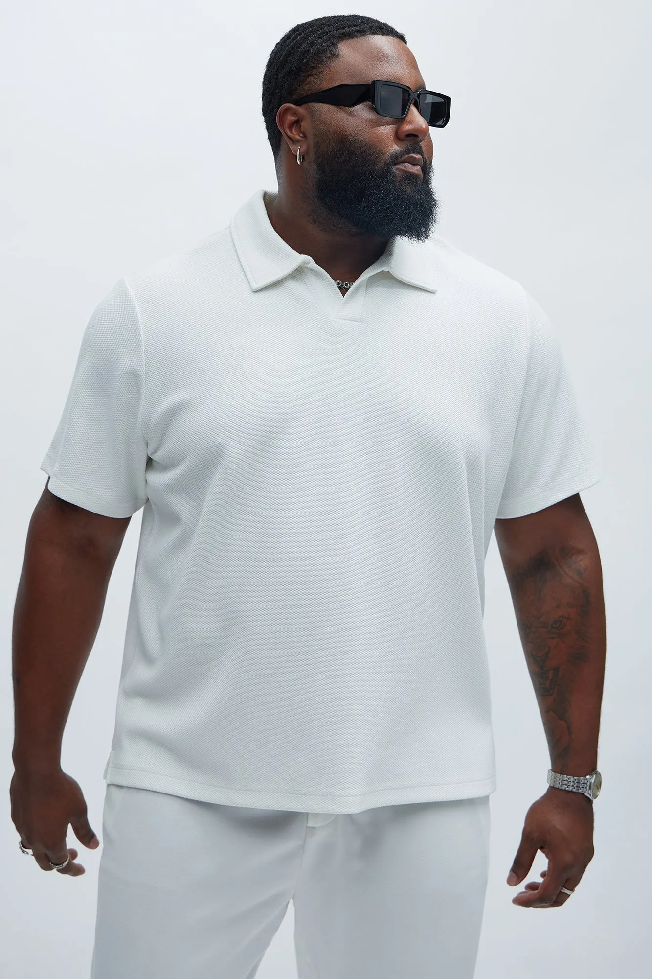 Kamryn Textured Short Sleeve Polo - Off White sold by Fashion Nova product image thumbnail 5