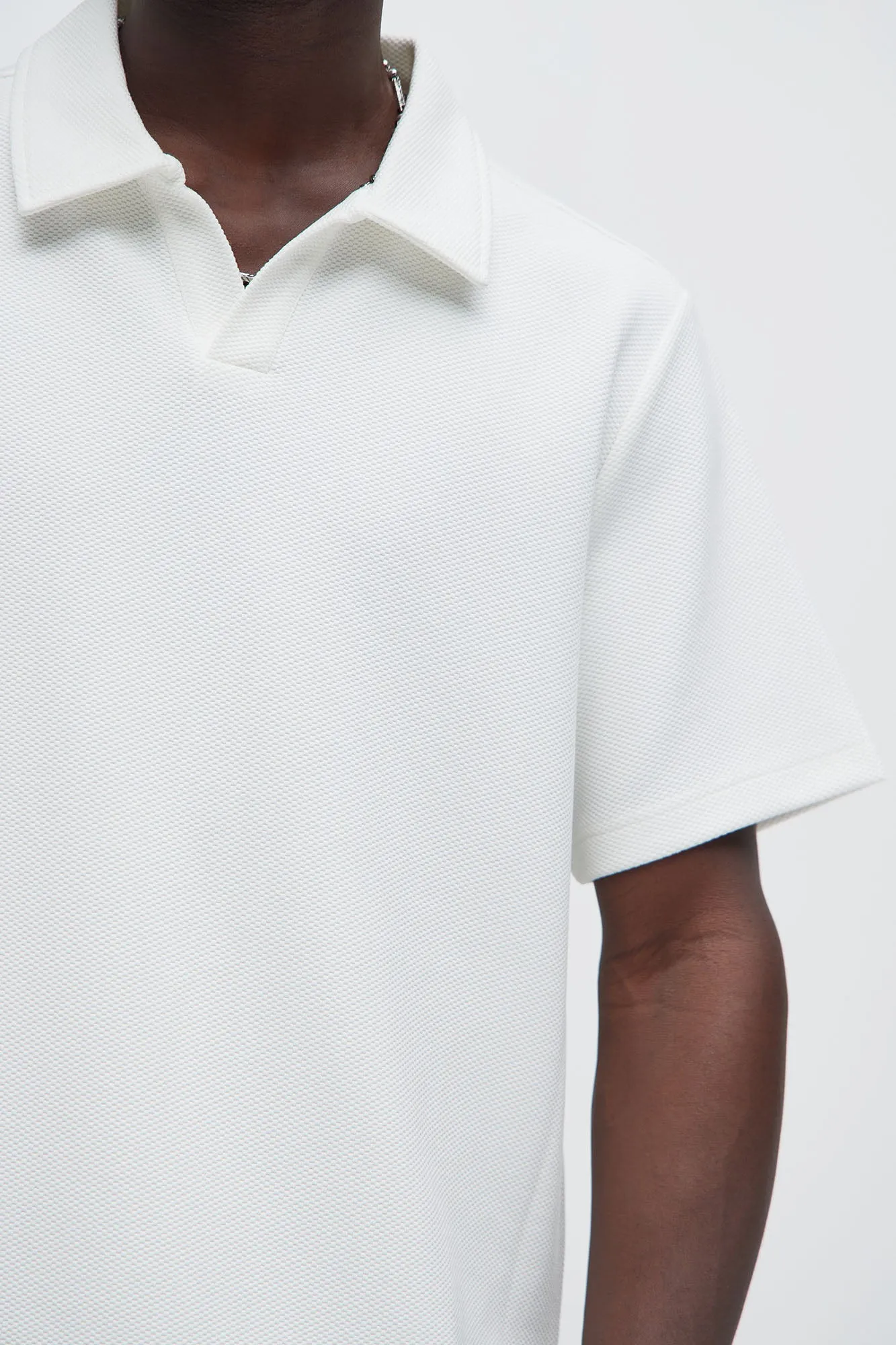 Kamryn Textured Short Sleeve Polo - Off White sold by Fashion Nova product image thumbnail 3