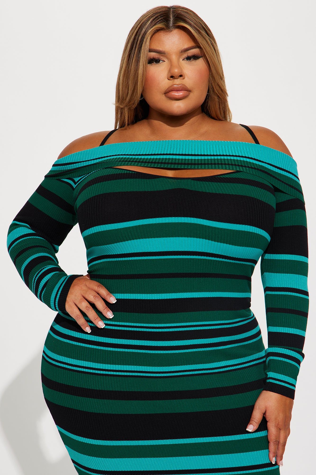 Isabel Sweater Maxi Dress - Green/combo sold by Fashion Nova product image thumbnail 5