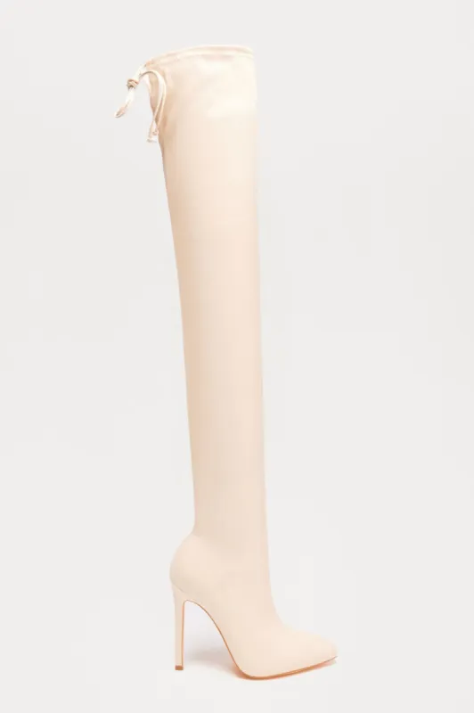 Always Bossy Over The Knee Boots - Cream sold by Fashion Nova