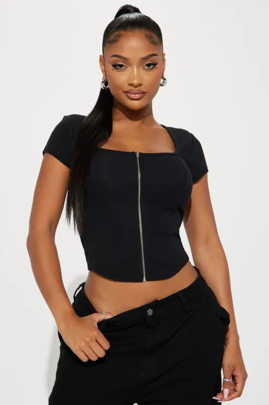 Mina Zip Top - Black sold by Fashion Nova