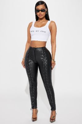 Seeking Pleasure Faux Leather Skinny Pant - Black sold by Fashion Nova