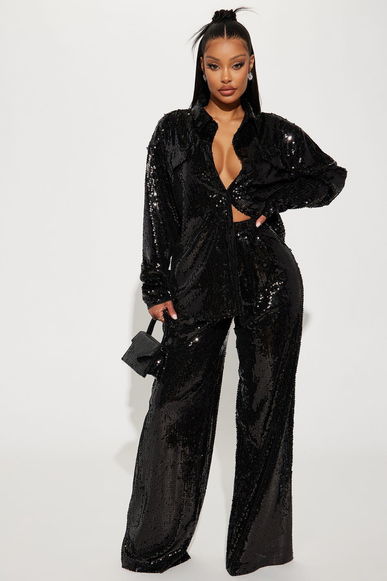 All In Sequin Pant Set - Black sold by Fashion Nova