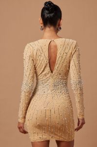 Juliette Embellished Mini Dress - Nude sold by Fashion Nova