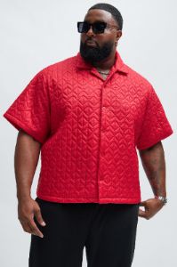 Oslo Quilted Nylon Shirt - Red sold by Fashion Nova