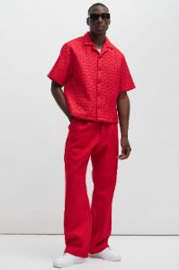 Oslo Quilted Nylon Shirt - Red sold by Fashion Nova