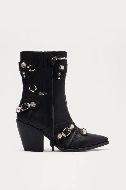 Ridley Hardware Booties - Black sold by Fashion Nova