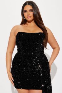 Ava Draped Sequin Mini Dress - Black sold by Fashion Nova