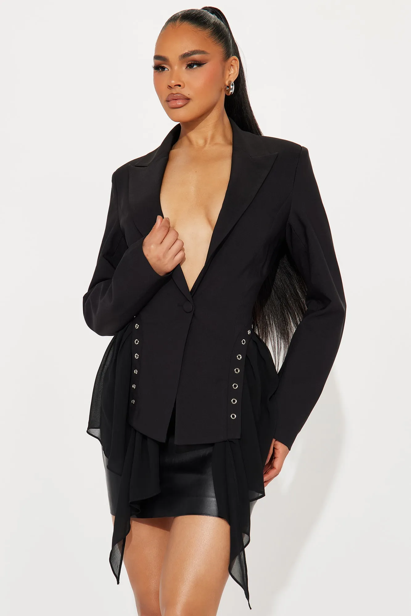 Over The Top Blazer - Black sold by Fashion Nova