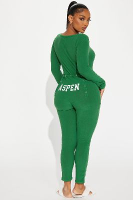 Aspen PJ Jumpsuit Onesie - Green sold by Fashion Nova