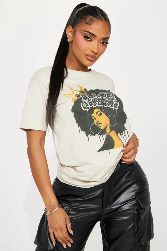 Black Queen With Crown Tee - Beige sold by Fashion Nova