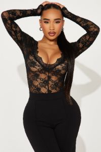 Lovers Lane Bodysuit - Black sold by Fashion Nova