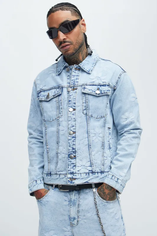 Kenneth Trucker Jacket - Light Wash sold by Fashion Nova