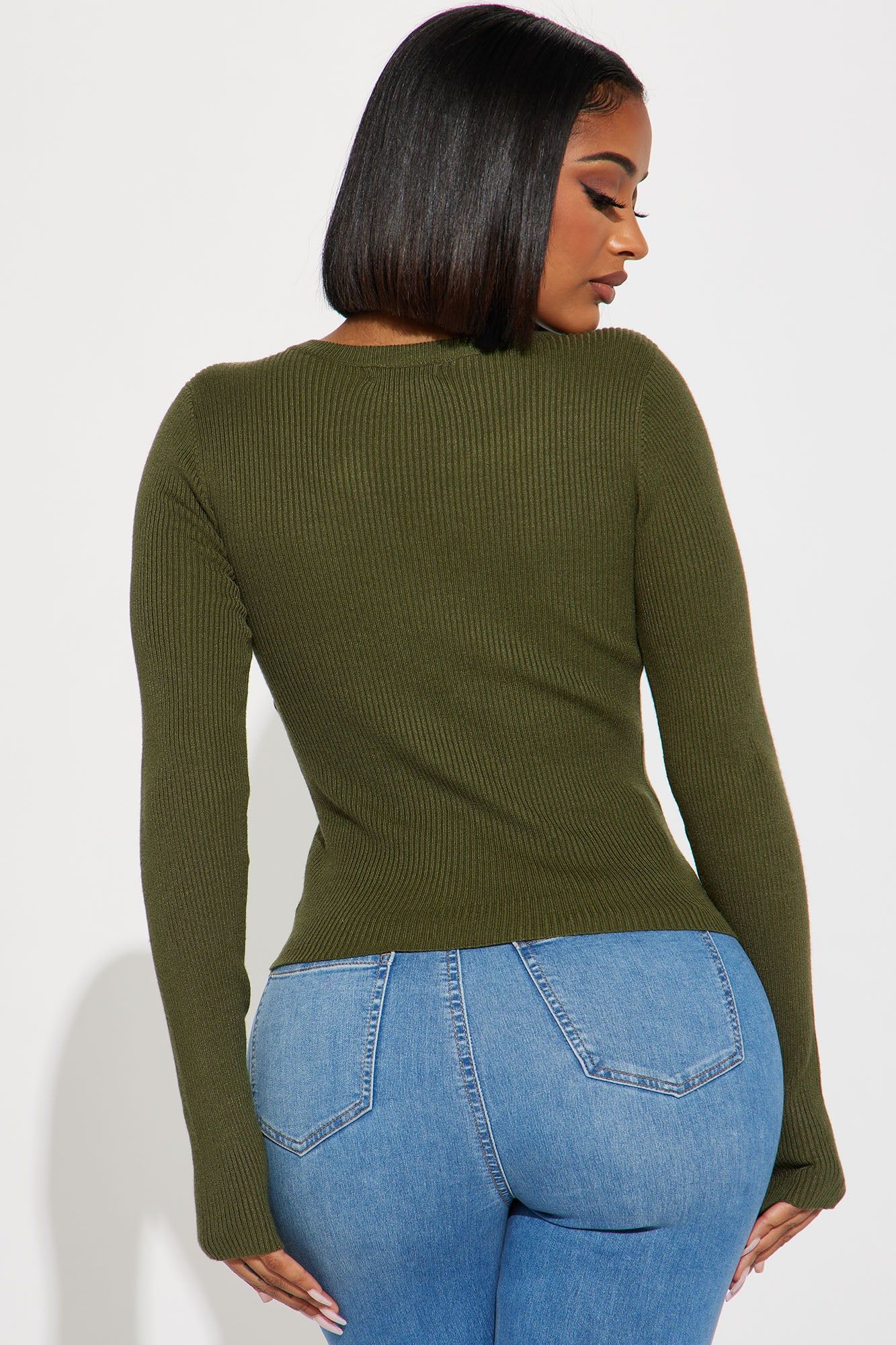 Shel Henley Sweater - Olive sold by Fashion Nova product image thumbnail 3