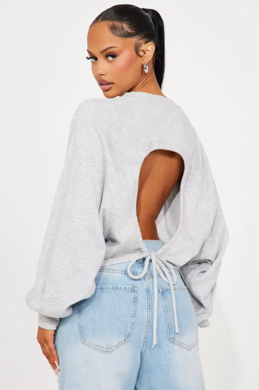 Back Off Lounge Sweatshirt - Heather Grey sold by Fashion Nova
