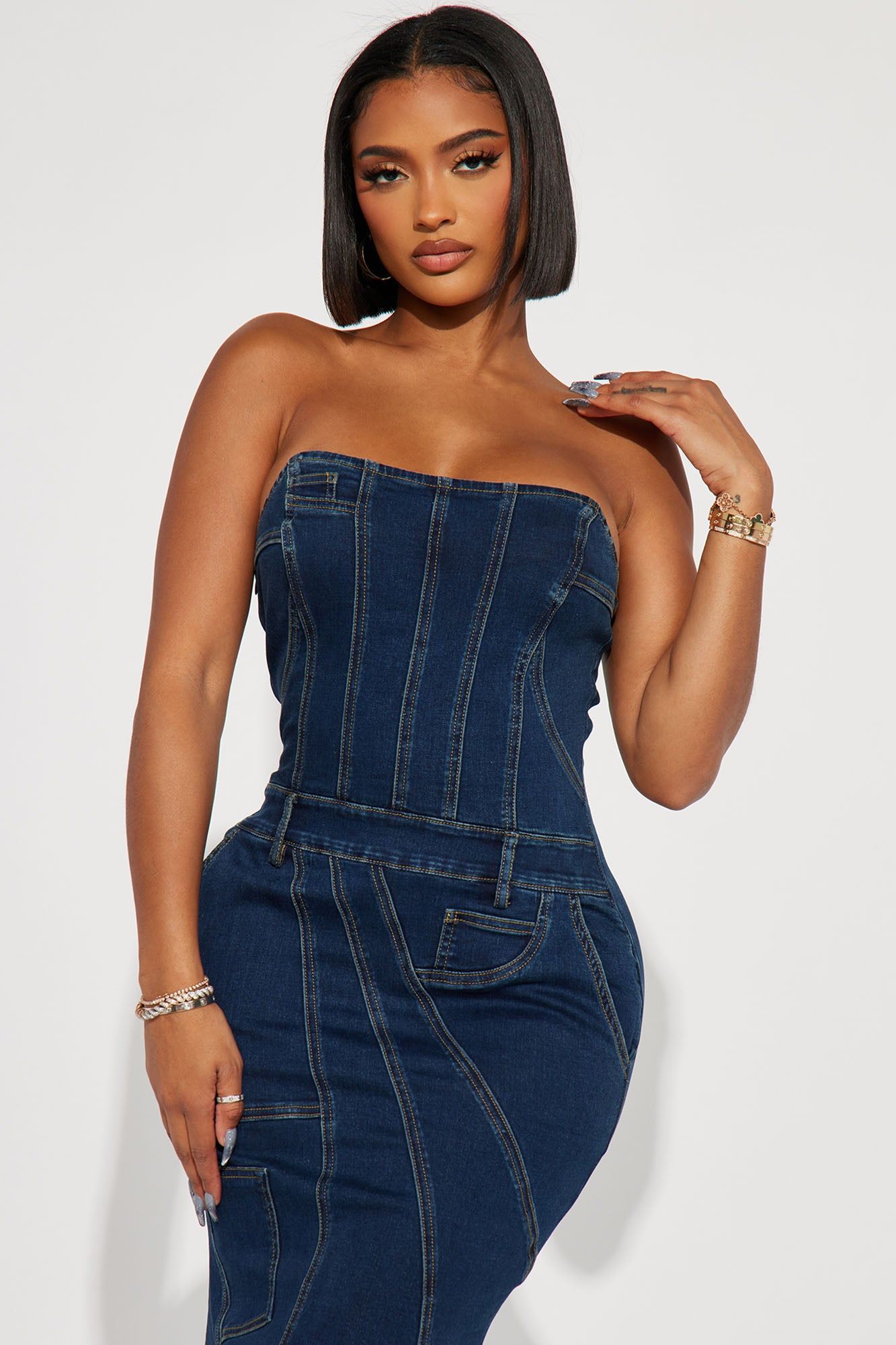 Danielle Denim Maxi Dress - Dark Wash sold by Fashion Nova product image thumbnail 2