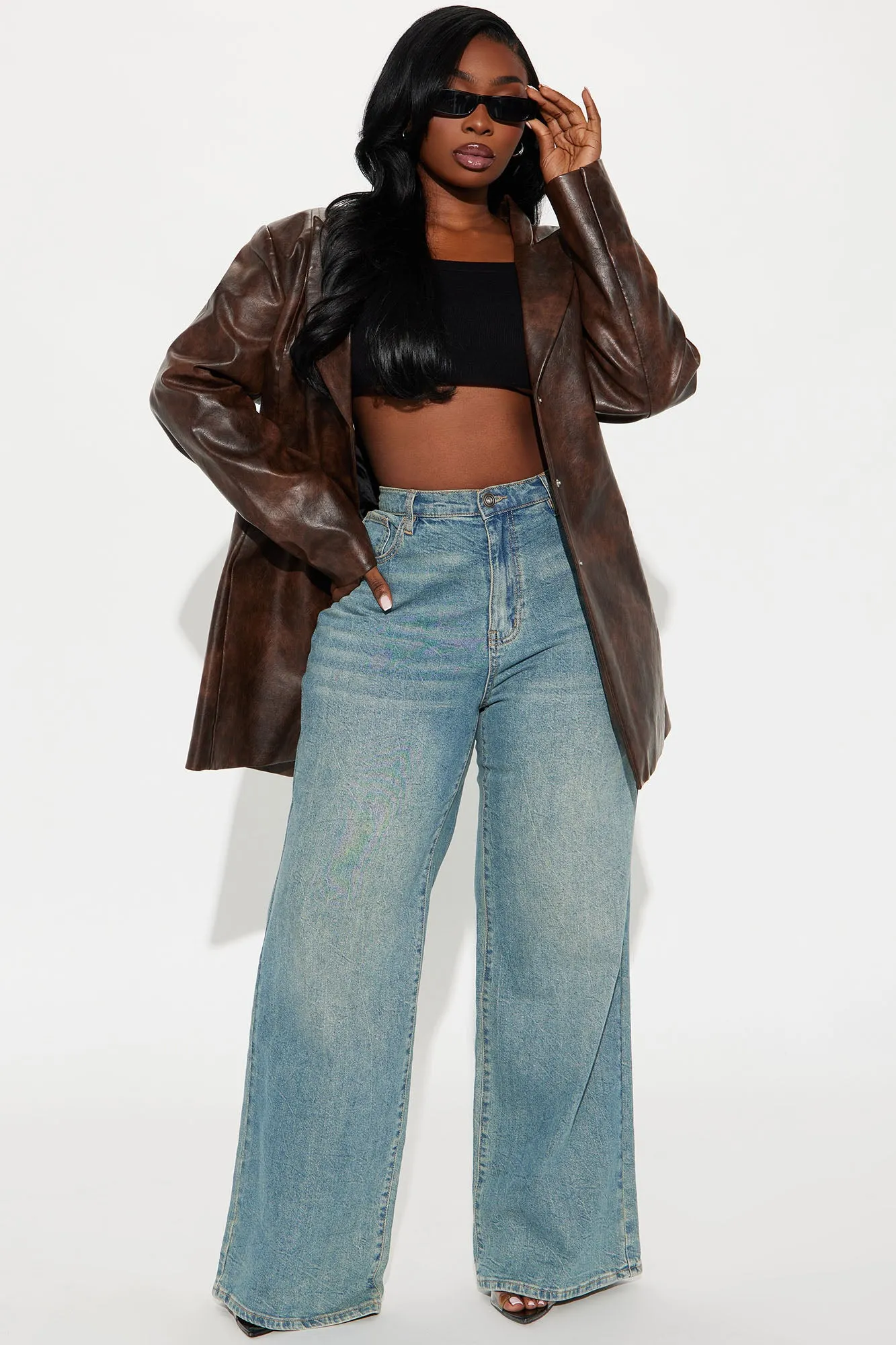 On Your Mark Faux Leather Blazer - Brown sold by Fashion Nova product image thumbnail 5