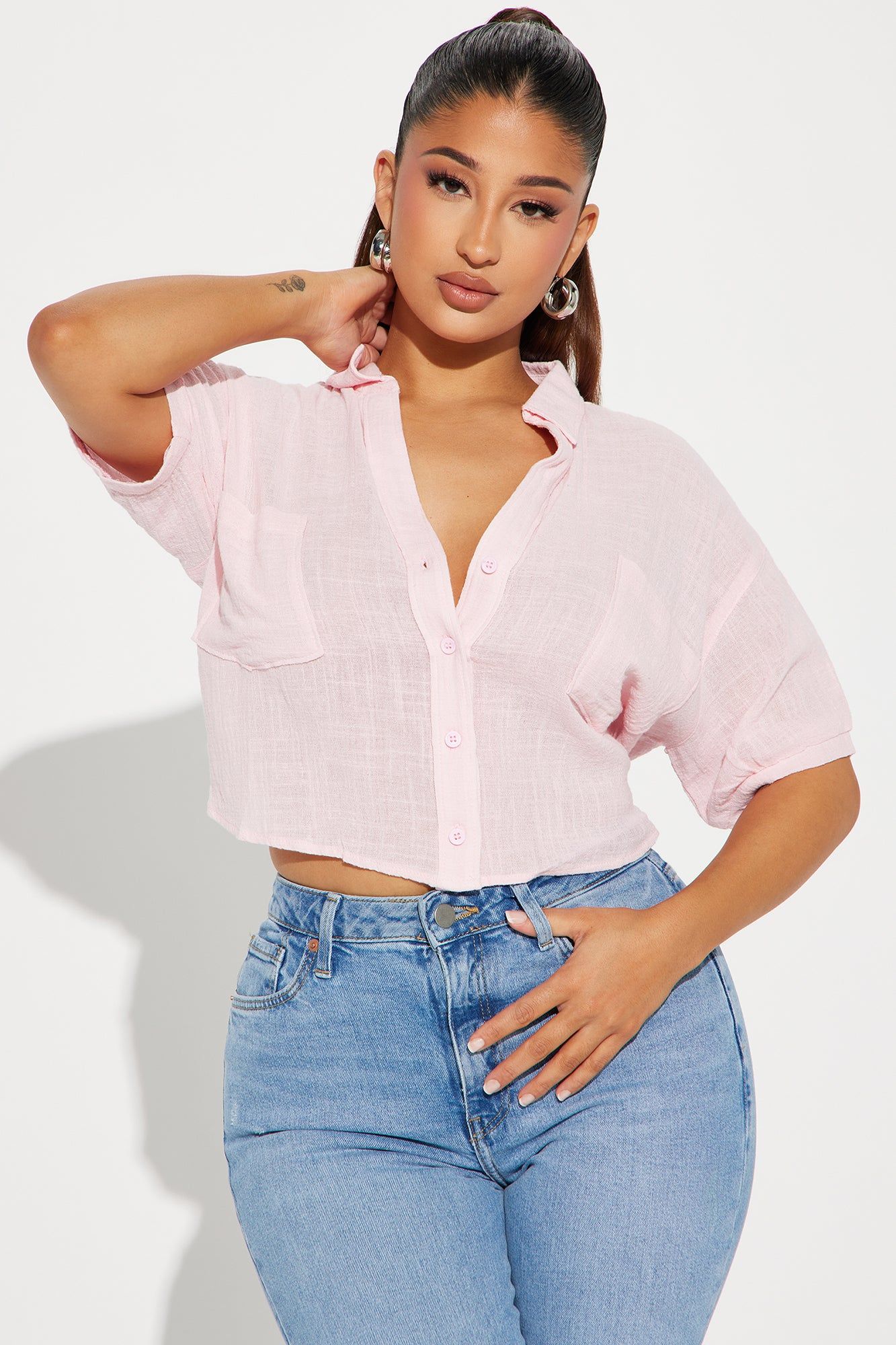 Sun Dreams Linen Shirt - Pink sold by Fashion Nova