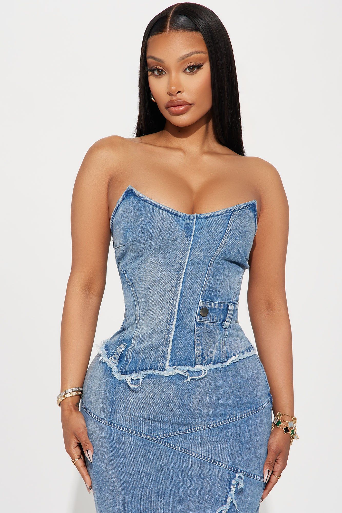 Delilah Denim Maxi Dress - Medium Blue Wash sold by Fashion Nova product image thumbnail 2