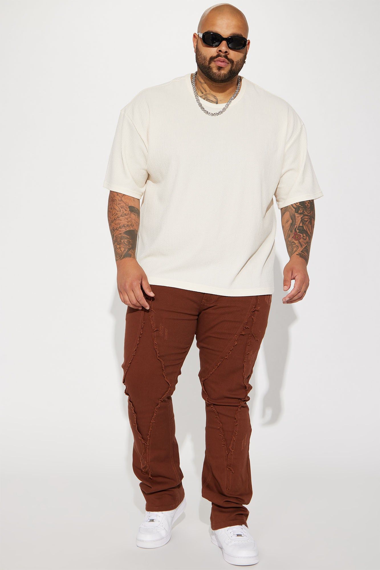 Diamond Fray Stacked Skinny Flared Pants - Chocolate sold by Fashion Nova product image thumbnail 2