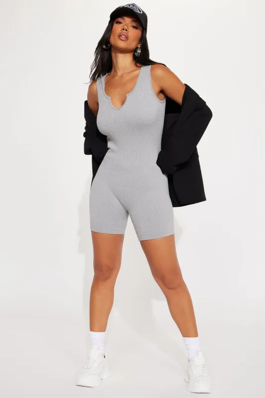 Millicent Seamless Romper - Heather Grey sold by Fashion Nova