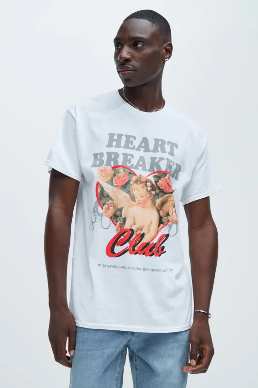 Heart Breaker Club Short Sleeve Tee - White sold by Fashion Nova