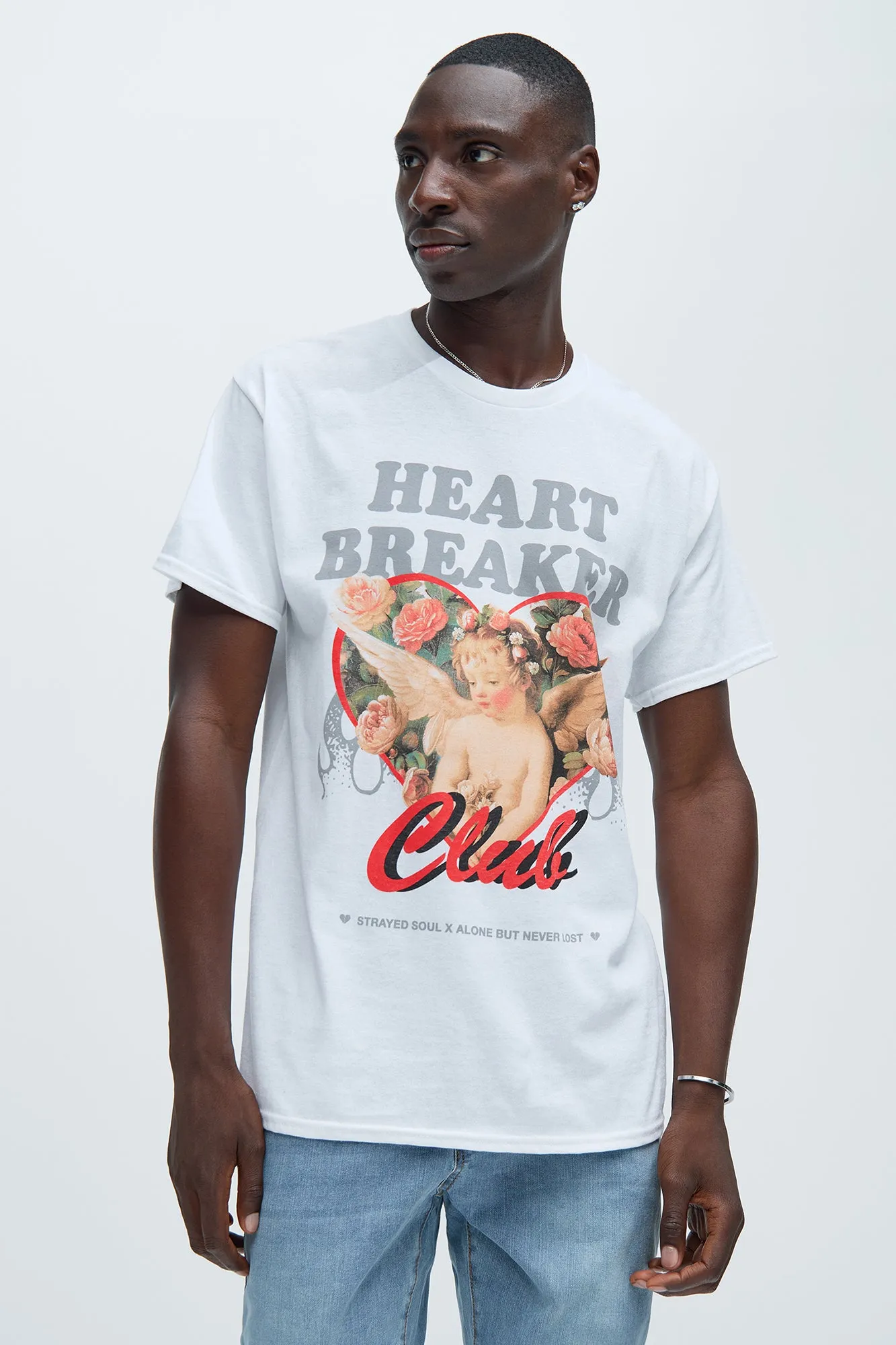 Heart Breaker Club Short Sleeve Tee - White sold by Fashion Nova