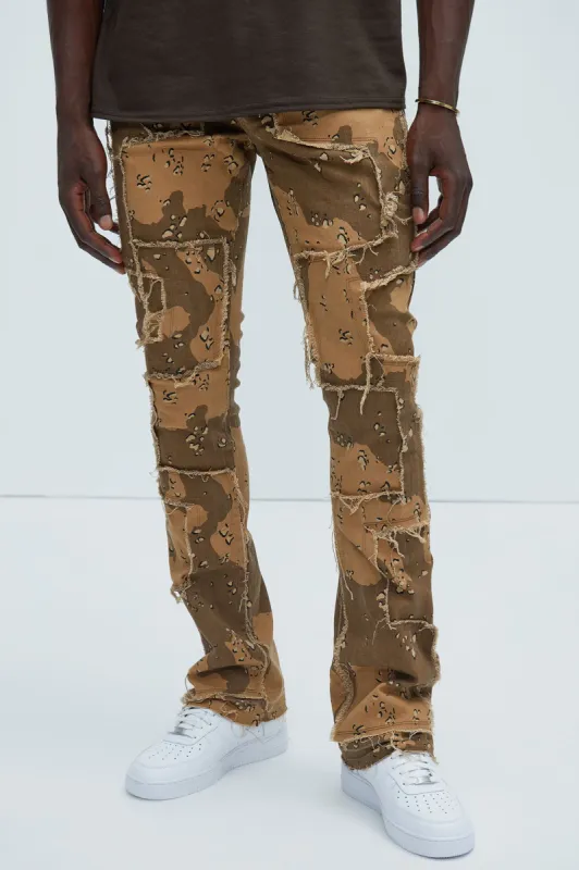 Be Square Stacked Skinny Flare Pants - Camouflage sold by Fashion Nova