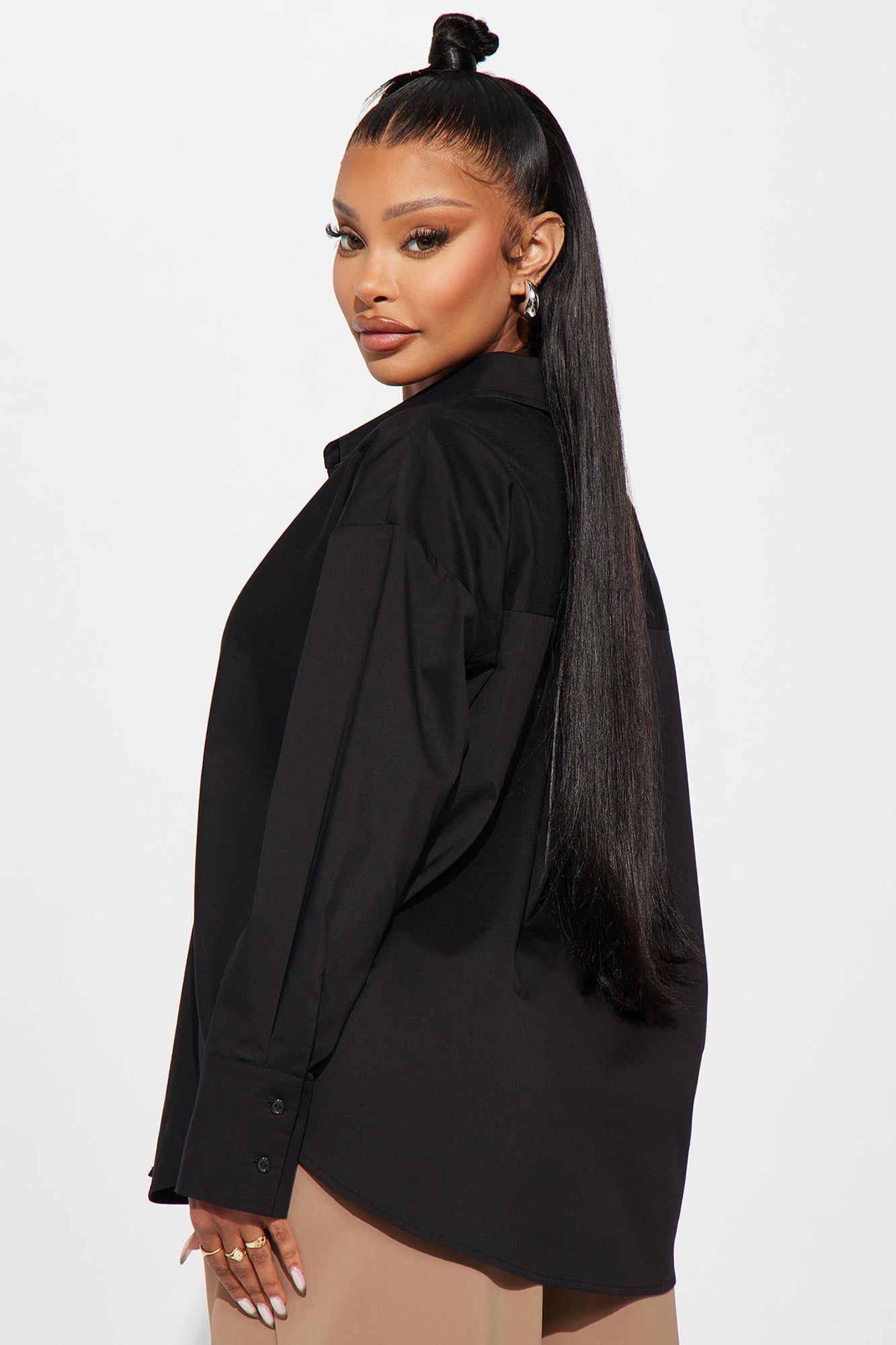 Always Important Poplin Shirt - Black sold by Fashion Nova product image thumbnail 3